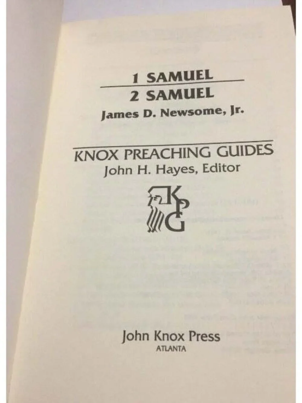 Knox1 Samuel-2 Samuel Knox Preaching Guide Book James D Newsome Jr 1982 Vintage